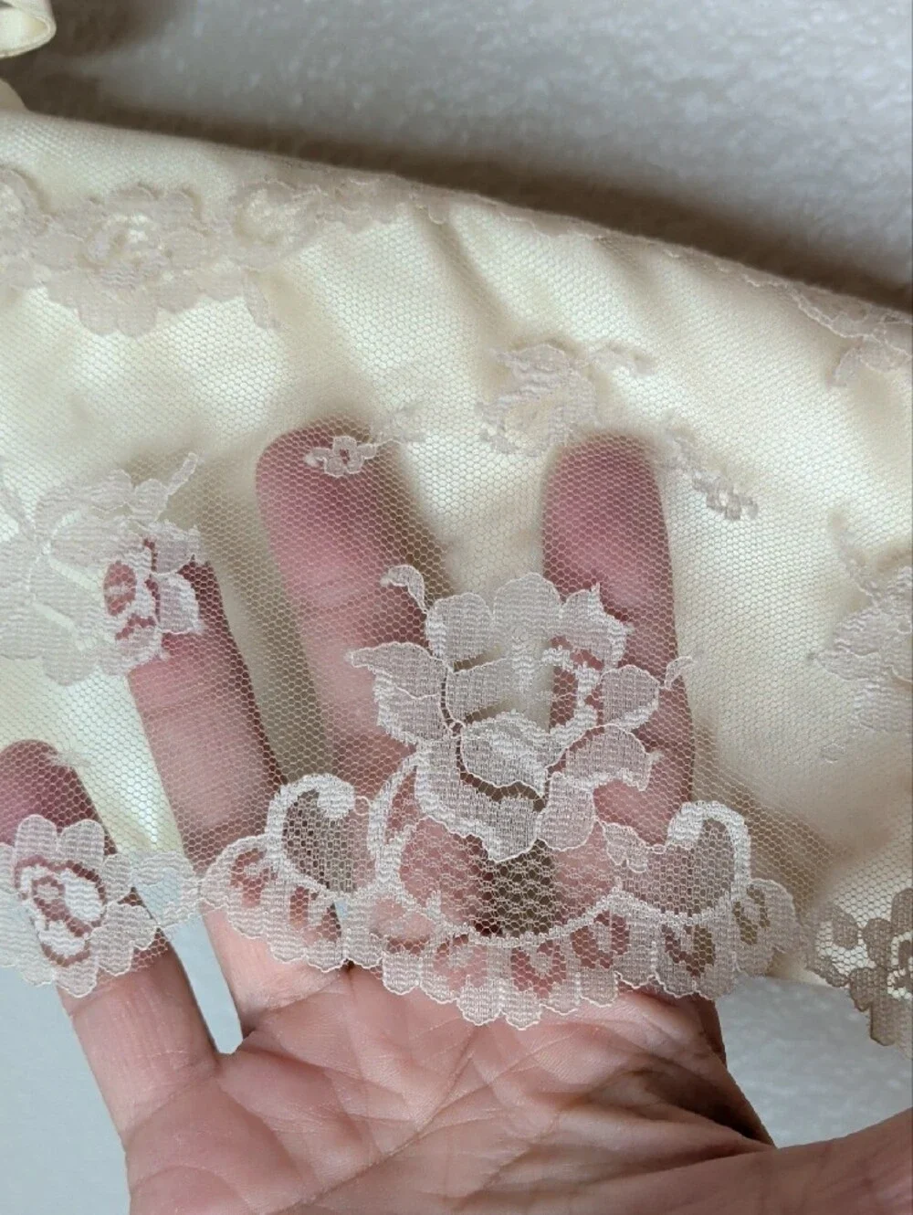 Vintage 60s I Magnin Ivory Lace Satin Hanger Wedding Dress Formal